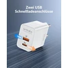 Nitasa USB-C sieninis įkroviklis 30 W su Power Delivery ir Quick Charge, 2 portai, baltas