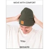 Occulto unisex megzta akrilinė kepurė su odine etikete, juoda, Beanie