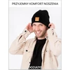 Occulto unisex megzta akrilinė kepurė su odine etikete, juoda, Beanie