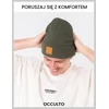 Occulto unisex žieminė megzta akrilo kepurė su odine etikete Beanie