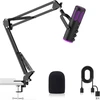 Ortizan C1 USB kondensatorinis žaidimų mikrofonas su RGB apšvietimu ir laikikliu