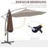 Outsunny sodo skėtis su rankiniu mechanizmu, apvalus, Ø3 m, poliesteris, kavos spalvos, 84D-037CF