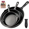 Overmont trijų dydžių apvalių ketaus keptuvių rinkinys, 1,8 l talpa, OM-Skillet Set