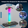 Padwa Lifestyle ausinių stovas su belaidžiu įkrovimu 15 W ir RGB apšvietimu HY-KR018-BK