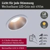 Paulmann įleidžiamų LED lubų šviestuvų komplektas Cole, apvalūs, 3 × 6,5 W, 2700 K, balti sidabriniai, IP44, 19,5 W, 93410