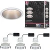Paulmann įleidžiamų LED lubų šviestuvų komplektas Cole, apvalūs, 3 × 6,5 W, 2700 K, balti sidabriniai, IP44, 19,5 W, 93410