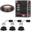 Paulmann įleidžiamų LED šviestuvų rinkinys Cole, 3 × 6 W, IP44, 2700 K, juodas, 88 mm, 3 vnt.