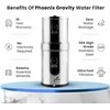Phoenix Gravity gravitacinis vandens filtras iš nerūdijančio plieno, 8 l, su fluoro šalinimo filtrais ir anglies kasetėmis