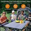 Portal sulankstomas aliumininis kempingo stalas, 90 × 53 cm, reguliuojamo aukščio, su tinkline lentyna
