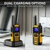 Radioddity trumpųjų bangų racija PMR446 IP67 atspari vandeniui ir dulkėms, 16 kanalų, USB-C įkrovimas, HD-1, geltona