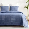 Rankšluostis Qucover dygsniuotos lovatiesės komplektas, 269 × 243 cm, džinsinė mėlyna, medvilnė, 3 dalių rinkinys, kryžminių siūlių raštas