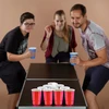 Relaxdays alaus bokštas su kraneliu, 2,5 l, 50 raudonų plastikinių puodelių rinkinys