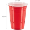 Relaxdays alaus bokštas su kraneliu, 2,5 l, 50 raudonų plastikinių puodelių rinkinys