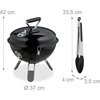 Relaxdays Nešiojamas kepsninių grilis 37cm su žnyplėmis