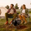 Relaxdays Nešiojamas kepsninių grilis 37cm su žnyplėmis
