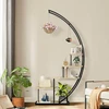 Ribelli metalinis 5 pakopų augalų stovas pusmėnulio formos, 172 cm, su MDF lentynomis ir kabliukais