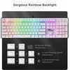 RK ROYAL KLUDGE mechaninė klaviatūra su RGB apšvietimu, pilno dydžio formato, raudonieji jungikliai, 104 klavišai, RK920
