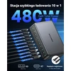 Rocoren GaN USB-C kroviklis 480 W, 10 lizdų, 7x USB-C, 3 x USB-A, PPS, stotelė