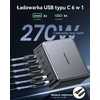 Rocoren USB-C GaN įkroviklis 270 W, 6 lizdų, 4 x USB-C, 2 x USB-A, PD 100 W, QC4.0, PPS, juodas
