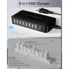 Rsydmny USB įkrovimo stotelė 8 prievadų 40 W su LED ekranu i6