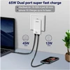 RUIFEI USB-C kroviklis 65 W, GaN technologija, 2 lizdai, PD 3.0, sulankstoma jungtis, RF065WCA-01