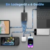 Sefitopher GaN III USB-C 6 prievadų įkroviklis, 200 W, PD, Quick Charge stotelė