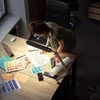 SKYLEO LED stalinė lempa 12 W su spaustuku, reguliuojama svirtimi ir USB maitinimu A018