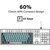 Snpurdiri 60% mechaninė laidinė žaidimų klaviatūra, 61 mygtukas, LED apšvietimas, USB-C, raudoni jungikliai, juodai pilka