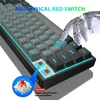 Snpurdiri 60% mechaninė laidinė žaidimų klaviatūra, 61 mygtukas, LED apšvietimas, USB-C, raudoni jungikliai, juodai pilka