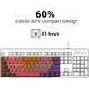 Snpurdiri mechaninė žaidimų klaviatūra, 60%, 61 mygtukas, RGB apšvietimas, USB-C jungtis, mėlynas perjungiklis