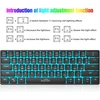Snpurdiri mechaninė žaidimų klaviatūra 60 proc. su LED apšvietimu, USB-C jungtis, 61 klavišo mini QWERTY, juoda, raudoni jungikliai