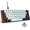 Snpurdiri mechaninė žaidimų klaviatūra 60%, laidinė, 61 mygtukas, RGB apšvietimas, mėlynieji jungikliai, juodai balta