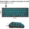 Snpurdiri mechaninė žaidimų klaviatūra 60 proc. su LED apšvietimu, USB-C jungtis, 61 klavišo mini QWERTY, juoda, raudoni jungikliai