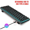 Snpurdiri mechaninė žaidimų klaviatūra 60 proc. su LED apšvietimu, USB-C jungtis, 61 klavišo mini QWERTY, juoda, raudoni jungikliai