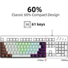 Snpurdiri mechaninė žaidimų klaviatūra 60%, laidinė, 61 mygtukas, RGB apšvietimas, mėlynieji jungikliai, juodai balta
