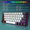 Snpurdiri mechaninė žaidimų klaviatūra 60%, laidinė, 61 mygtukas, RGB apšvietimas, mėlynieji jungikliai, juodai balta