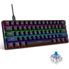 Snpurdiri mechaninė žaidimų klaviatūra, 60%, RGB, 61 klavišas, mėlynas jungiklis, laidinė, juoda
