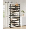 SONGMICS 10 lygių siaura batų lentyna 28 x 83 x 173 cm, juoda, LSH110BH01