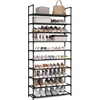SONGMICS 10 lygių siaura batų lentyna 28 x 83 x 173 cm, juoda, LSH110BH01