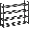 SONGMICS 4 pakopų metalinė batų lentyna, 92 x 30 x 73 cm, talpina iki 20 porų batų, juoda, LSA14BKV2