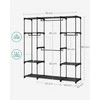 SONGMICS atvira drabužių spinta su 4 skyriais, 151 × 43 × 166 cm, juoda, RYG036B02