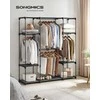 SONGMICS atvira drabužių spinta su 4 skyriais, 151 × 43 × 166 cm, juoda, RYG036B02