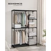 Songmics Atvira drabužių spinta su drabužių lentynomis 43 x 124 x 182 cm juoda