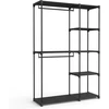 Songmics Atvira drabužių spinta su drabužių lentynomis 43 x 124 x 182 cm juoda