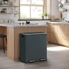 SONGMICS dviejų skyrių atliekų rūšiavimo šiukšliadėžė, 2 x 30 l, antracito spalvos, LTB60GS