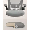 Songmics Biuro kėdė su ergonomine supimo funkcija, porankiais, balandiškai pilka