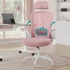 Songmics Ergonomiška biuro kėdė su supimo funkcija pastelinės rožinės spalvos