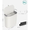 SONGMICS kabinama virtuvės šiukšliadėžė 9 l su sandariu dangčiu, balta LTB820W9