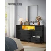 SONGMICS komoda su 8 stalčiais, LED apšvietimu ir įkrovimo stotele 113,8 x 30 x 68,1 cm LGS433BH02
