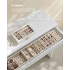 SONGMICS papuošalų dėžutė su 4 reguliuojamais lygiais ir stiklo dangteliu JBC164W01